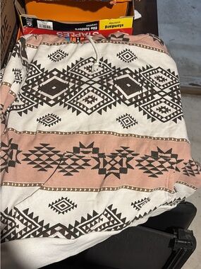 Aztec Print Pullover Hoodie in Blush and Cream